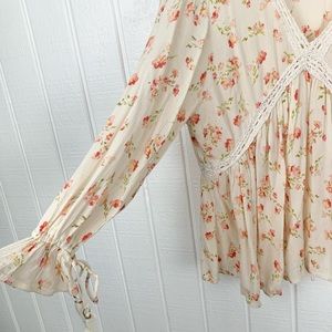 Boho Angie Crotchet Floral Pink Boho Top M